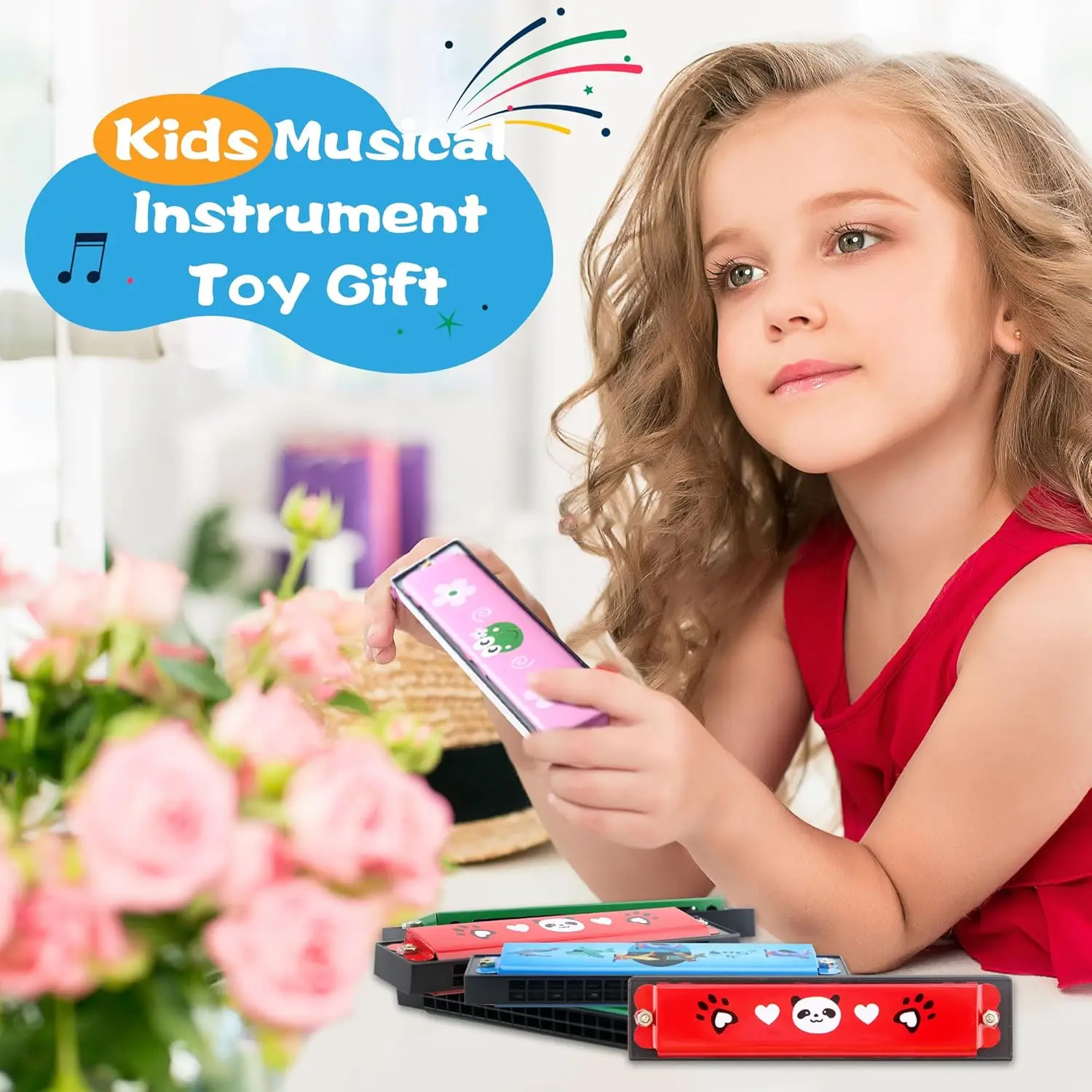 1pc/2/4 pçs crianças gaita de madeira instrumento musical brinquedos música auxiliares de ensino quebra-cabeça educação precoce jardim de infância iniciantes