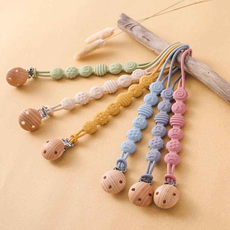 Clips para chupete de cadena anticaída para bebé, cuentas de silicona para pezones infantiles, Clips de cadena para chupete, soporte para chupete, Clip para pezones, regalo para bebé