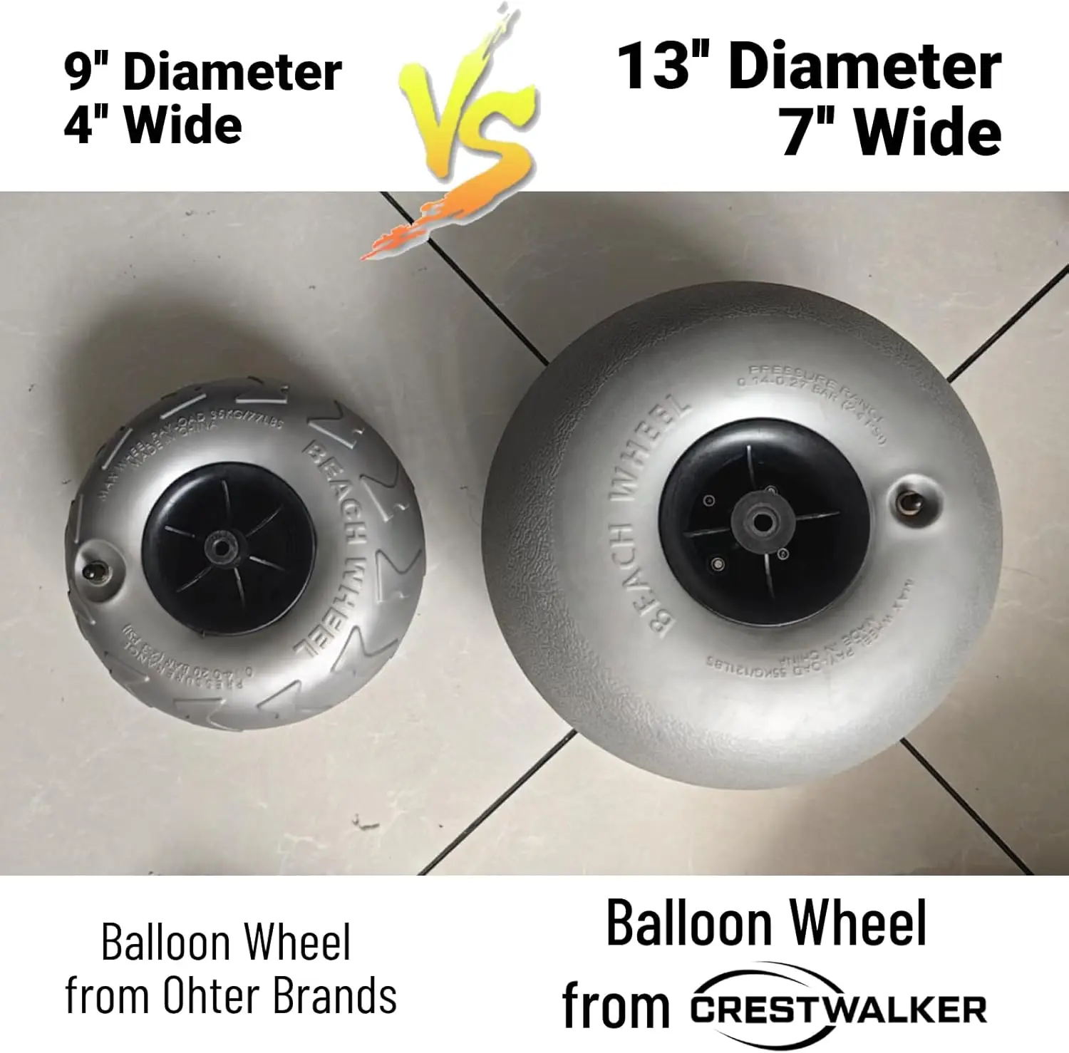 Beach Cart with 13" Balloon Wheels, Collapsible Beach Wagon with Big Wheels for Sand, Pump Included (Beach Wagon)