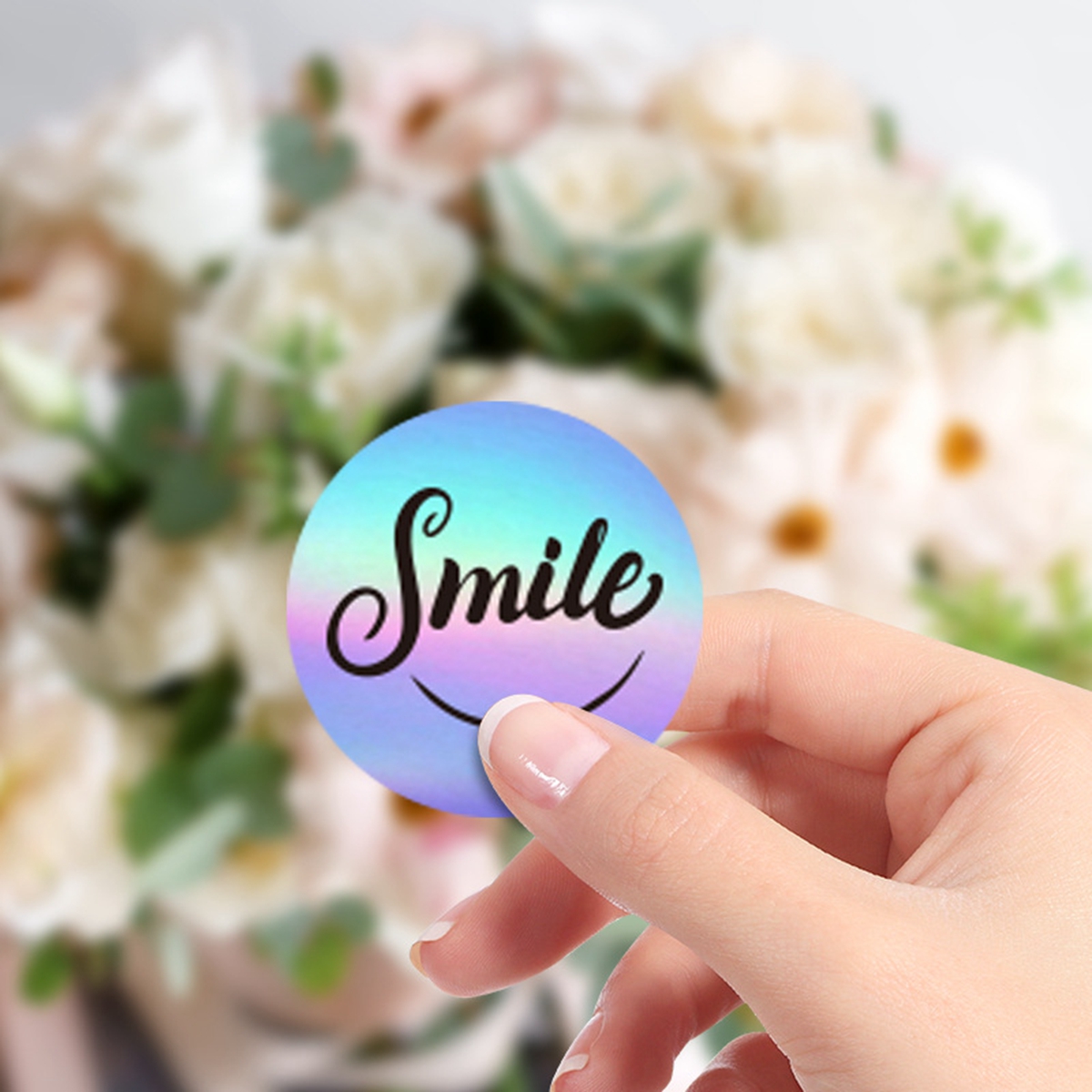 100-500 個レインボーレーザー中小企業をサポートしていただきありがとうございますステッカーギフト封筒シール配送メールラベル 1 インチ