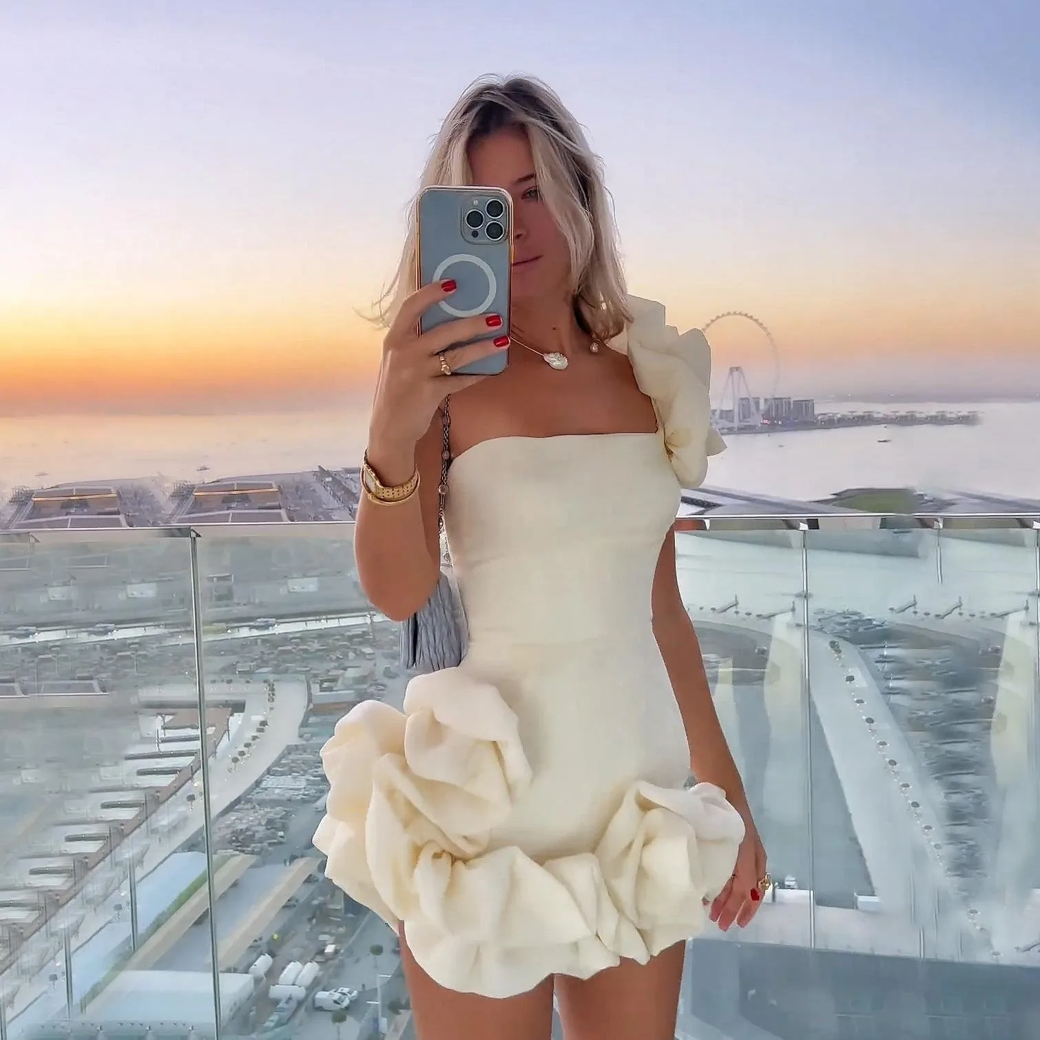 Sommer Frauen Abendkleid Eine Schulter Rüschen Schößchen Bodycon Mini Kleid Sexy Tube Top Cocktail Party Kleid für Club Abend ​