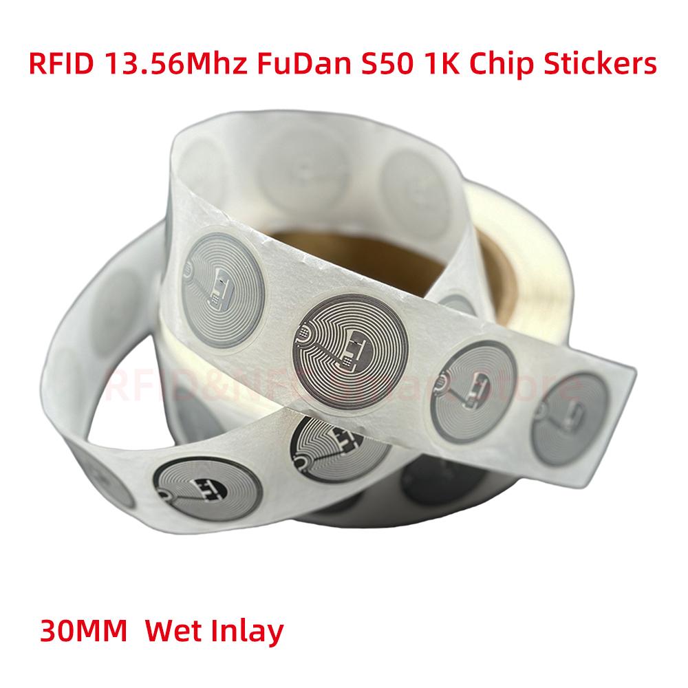 10 шт. RFID S50 Smart Tag 14443A Mi F08 Classic 1K EV1 S50 Влажная наклейка-вставка F08 1024 байта Этикетка RFID-метки для телефона Android NFC