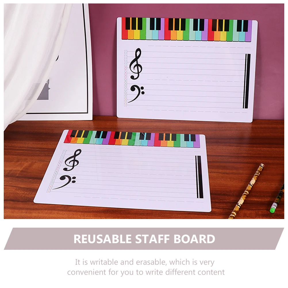 2Pcs Magnetic Whiteboard Music Teaching Tool Writable Erasable Note Whiteboard Reusable Stave Board Presentation Supplies