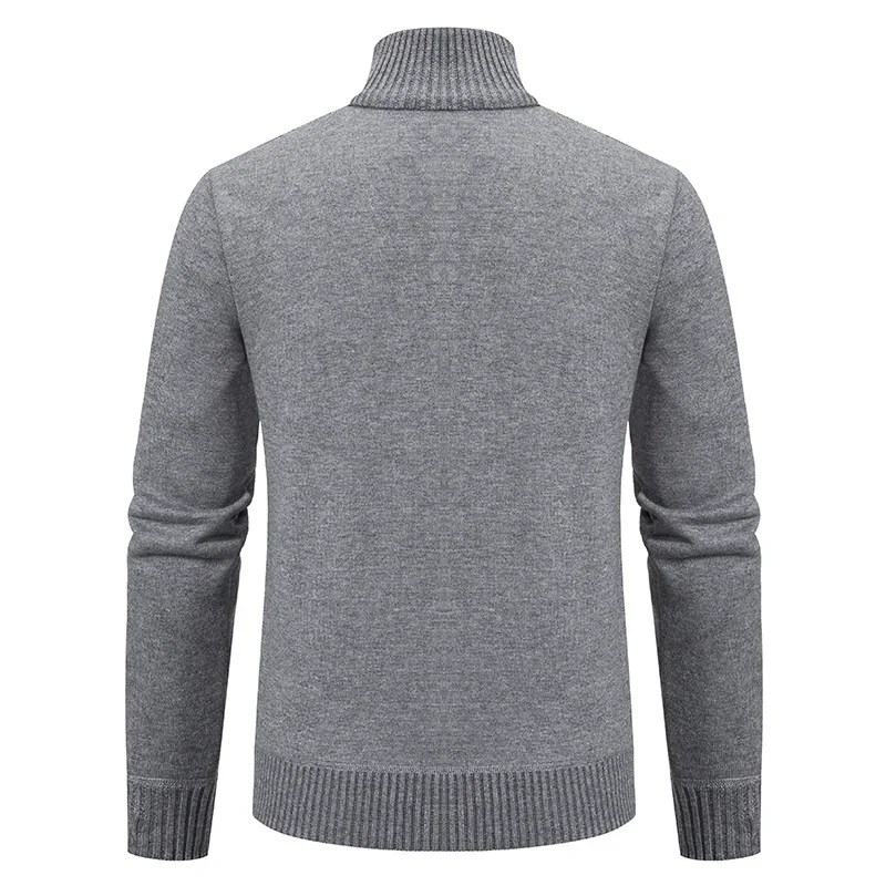 Herren Langarm Strickoberteil Samt Wärme Lässige Herbst Winter Mode Stehkragen Multifunktionsjacke