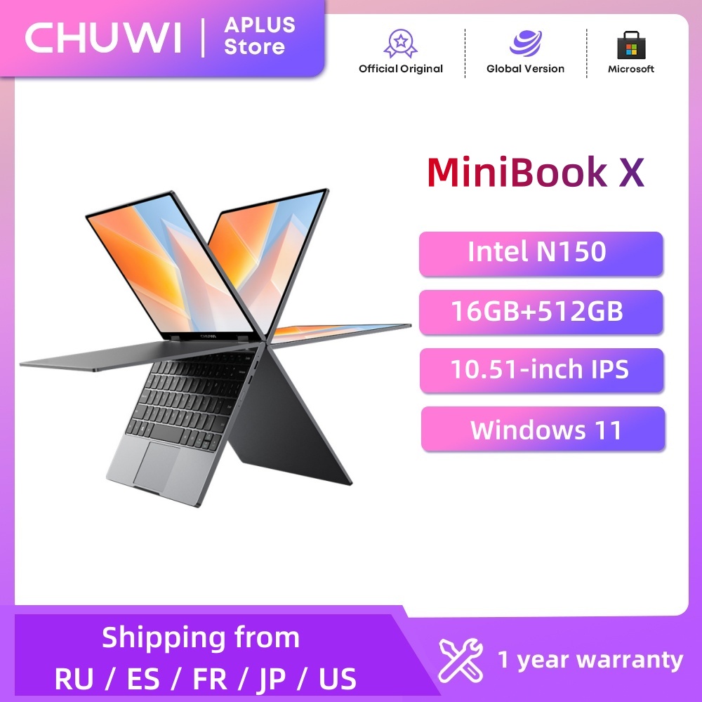 Ноутбук CHUWI MiniBook X 2 в 1 Intel N150 (до 3,6 ГГц) 512 ГБ ПЗУ 16 ГБ LPDDR5 10,51 дюйма 1200x1920 FHD IPS Ноутбук с Windows 11