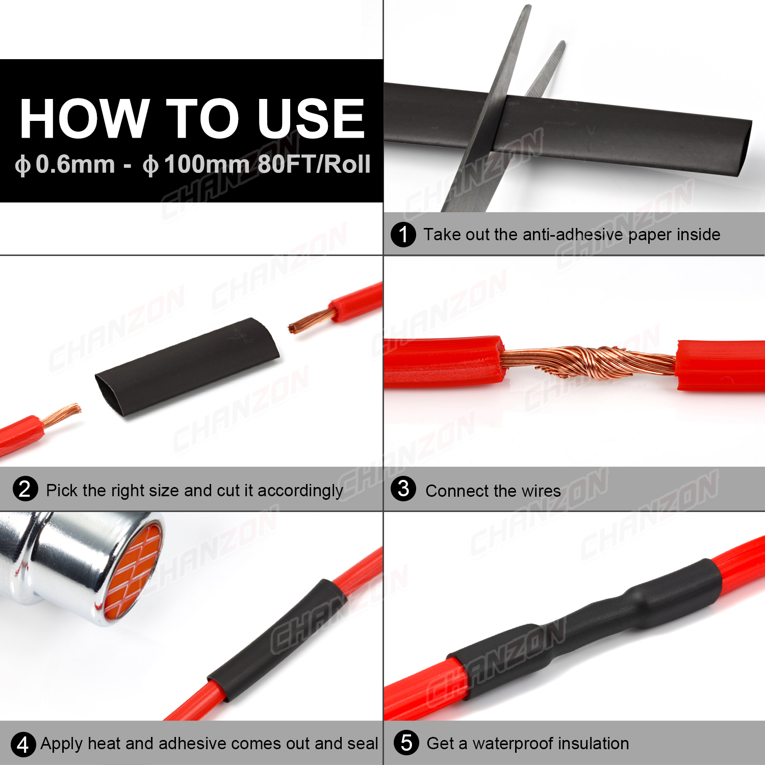 25 m/Rolle 2:1 Φ0,8–Φ100 mm Schrumpfschlauch, Wickelschlauch, Schrumpfschlauch aus Polyolefin, Polyolefin-Kabelhülse, Drahtschutz