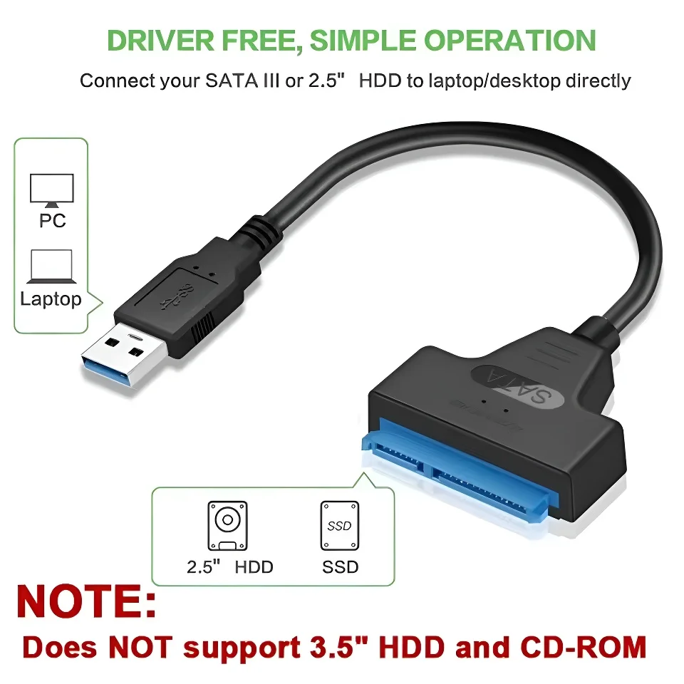 Sata para usb 3.0 cabo adaptador usb para sata 3 suporte de cabo 22 pinos 2.5 lnche hdd externo ssd disco rígido conector do computador apto