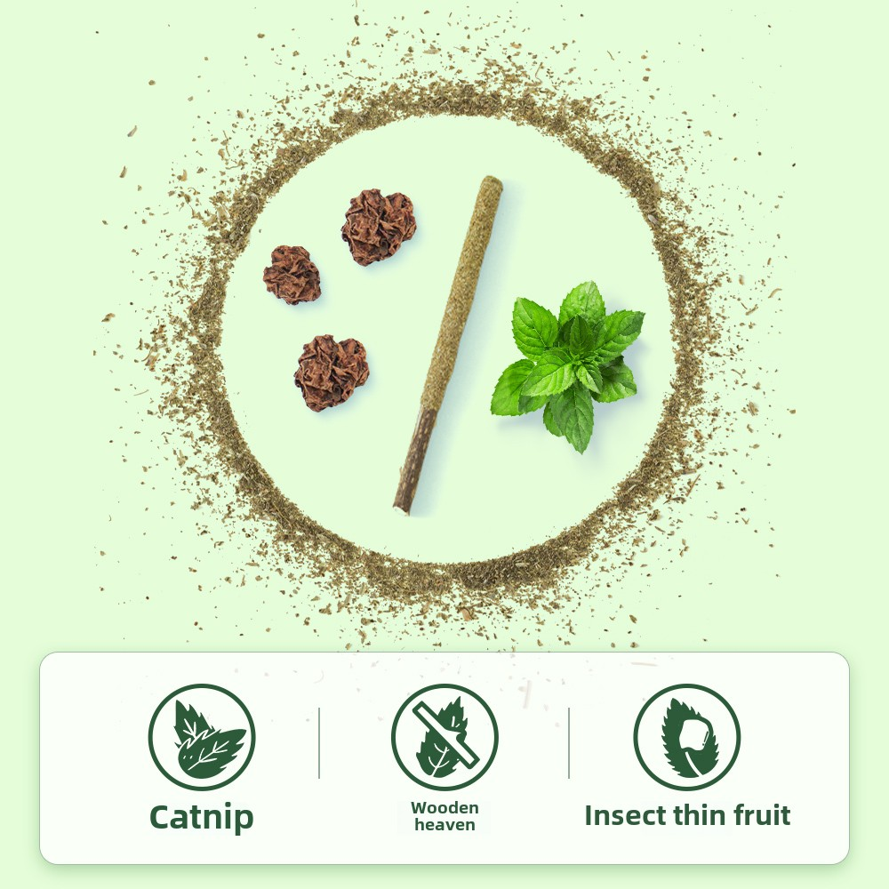 Natural Matatabi Cat Sticks Silvervine Mint Rods. Stimulate Bite/ Get Excited, Teeth Cleaning, Treating Pet Supply Fun Cat Toy