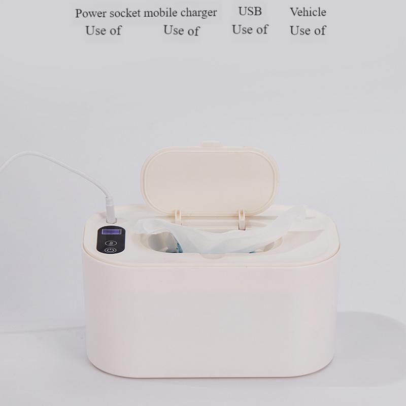 Przenośny podgrzewacz do chusteczek dla dzieci Cyfrowy wyświetlacz LED Dozownik chusteczek nawilżanych dla dzieci o dużej pojemności Zasilany przez USB Ogrzewanie Regulowana temperatura