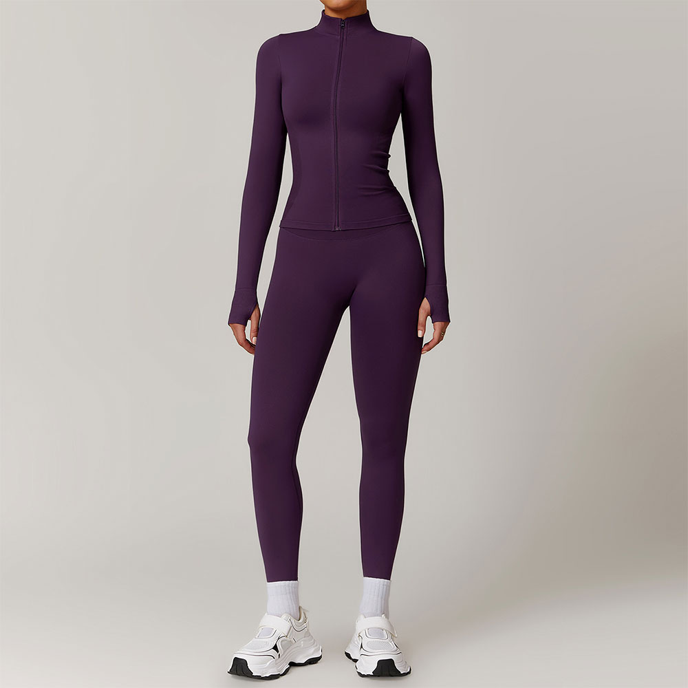 Conjunto de Yoga sin costuras para mujer, conjunto de entrenamiento de 2 uds., ropa deportiva para gimnasio, chaqueta de manga larga para Fitness, mallas de cintura alta, trajes deportivos