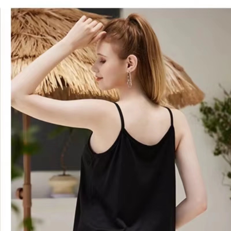 Pijamas informales para mujer, conjunto de pijama, camisones, camisola, pantalones cortos, ropa de dormir con tirantes finos, negro L XL XXL, suave y suave