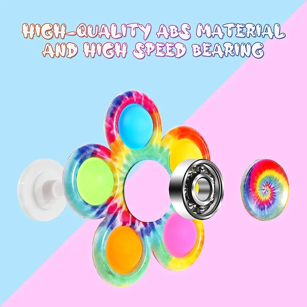 Tie Dye Simple Fidget Spinner Pop ของเล่นนิ้วมือ Push Bubble Hand Spinner สําหรับ ADHD ความวิตกกังวลความเครียดบรรเทา Sensory ของขวัญสําหรับเด็ก