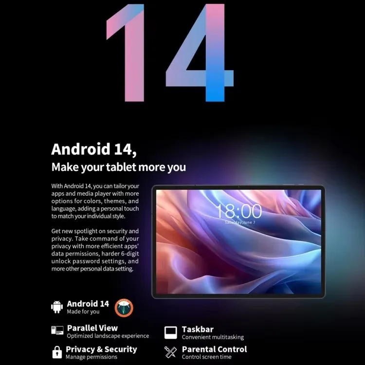 Nuevo insignia 14 pulgadas Android 14 Tablet Pc 16GB + 512GB 2,5 K IPS 12900mAh 5G WiFi Bluetooth Google Play A-GPS Tab 14 "PAD de aprendizaje