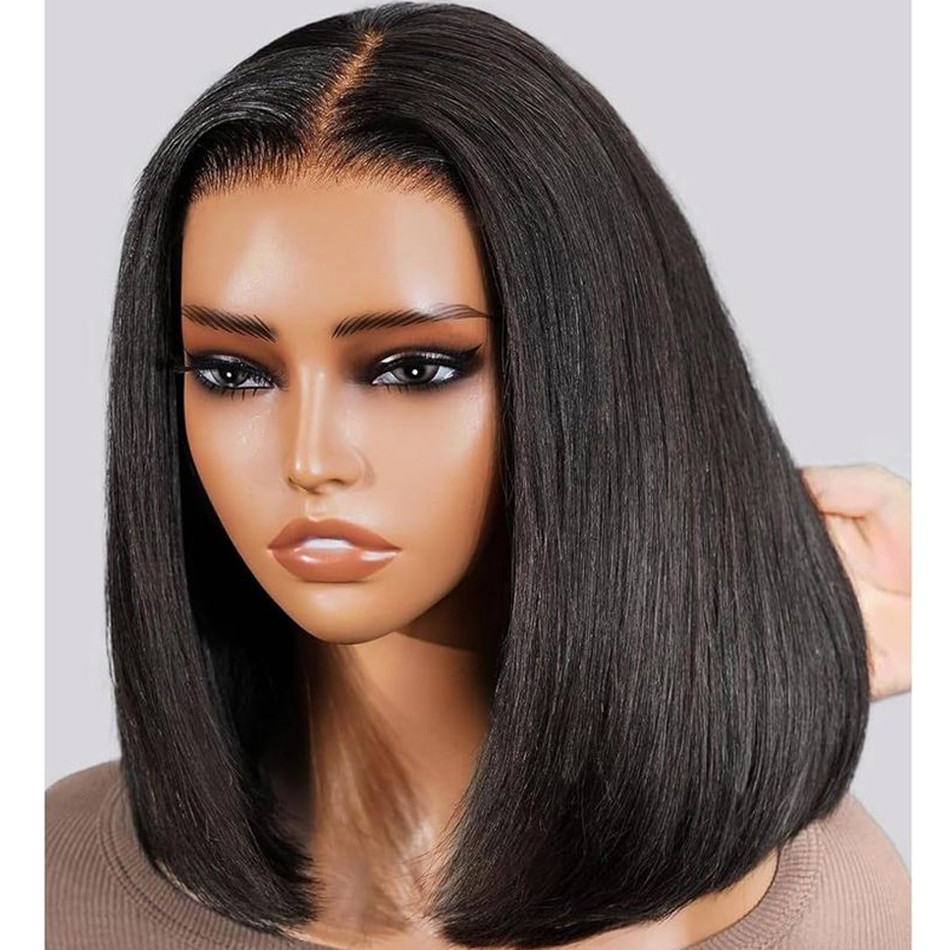 Wear And Go Бесклеевой парик из человеческих волос Боб Прямые предварительно вырезанные кружевные фронтальные улучшенные воздушные парики для женщин Perruques Cheveux Humain OnSale