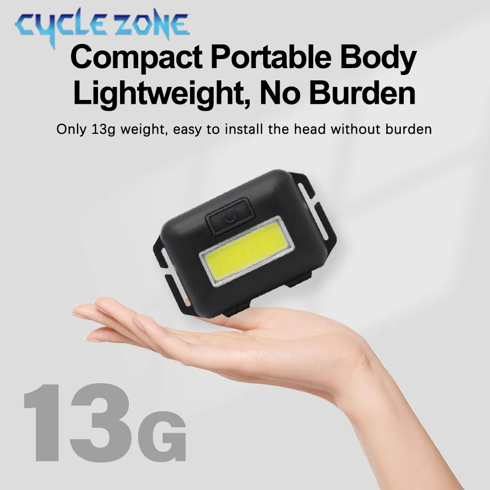 Mini Headlamp Portable COB Headlight 3 Light Modes Camping Head Flashlight Outdoor Emergency Lamp Night Working Fishing Lantern