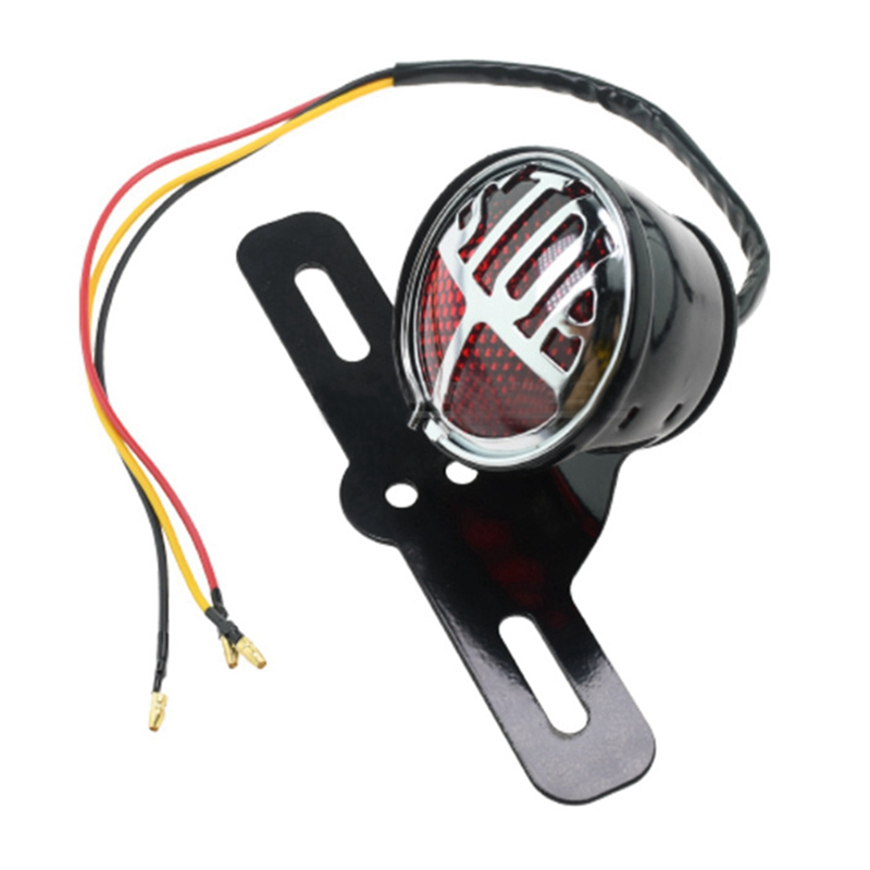 Lampu belakang LED sepeda motor, lampu ekor Retro Miller Stop, lampu plat nomor, lampu belakang untuk Harley Chopper Bobber Cafe