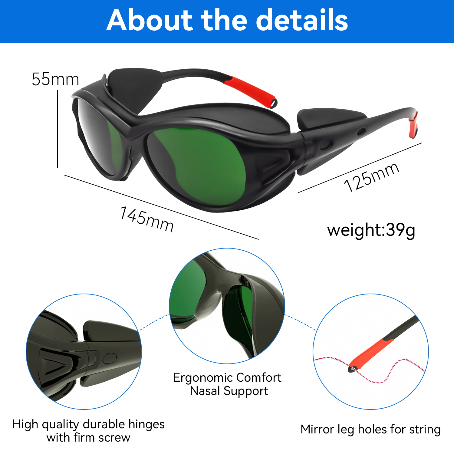 Gafas de seguridad láser 10600nm OD7 gafas protectoras IPL protección láser protector láser lentes protectoras láser para gafas láser
