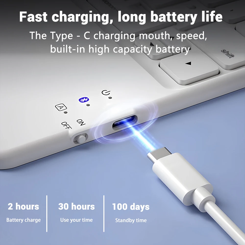 Teclado inalámbrico con panel táctil, dispositivo con Bluetooth para Android, IOS, Samsung, Xiaomi, tableta, iPad Air Pro, Mini, español, ruso, Coreano