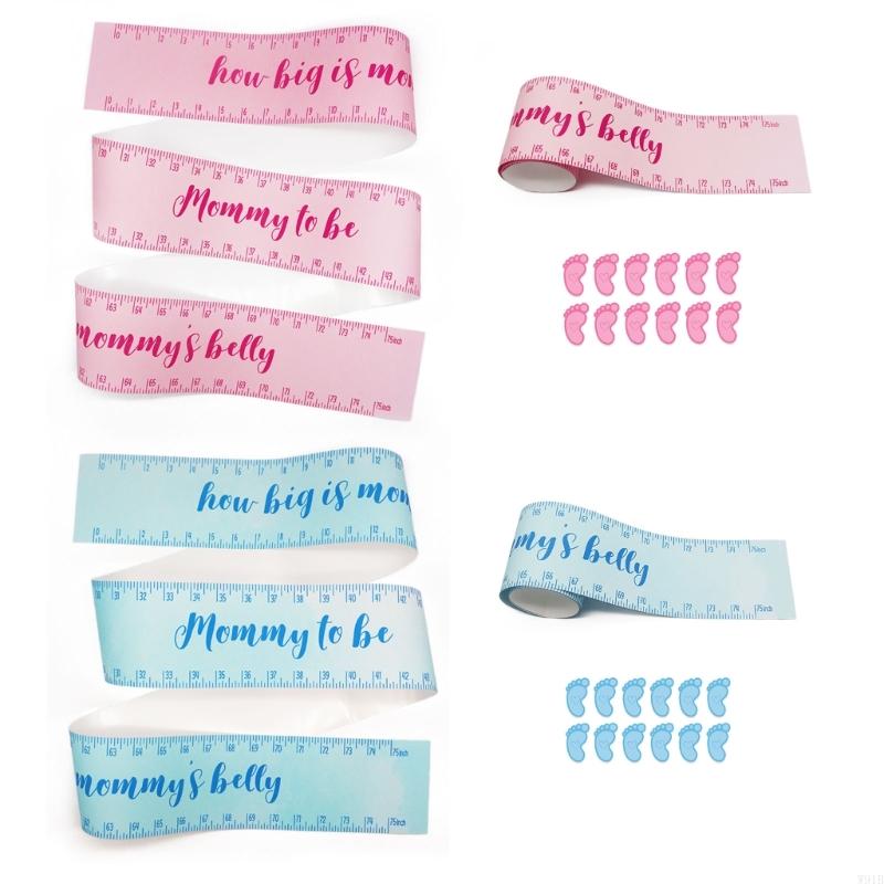 W91b Seberapa besar perut Mommy? Termasuk 1 Mommy's Belly Measuring Tape dan 12 stiker, permainan bayi-shower yang menyenangkan