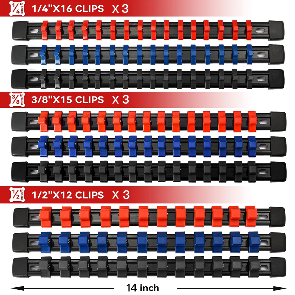 1/4" 3/8" 1/2" Wrench Holders Traight  Universal Socket Organizer Rail Bracket Repair tools Socket Wall Wrench Home Tools