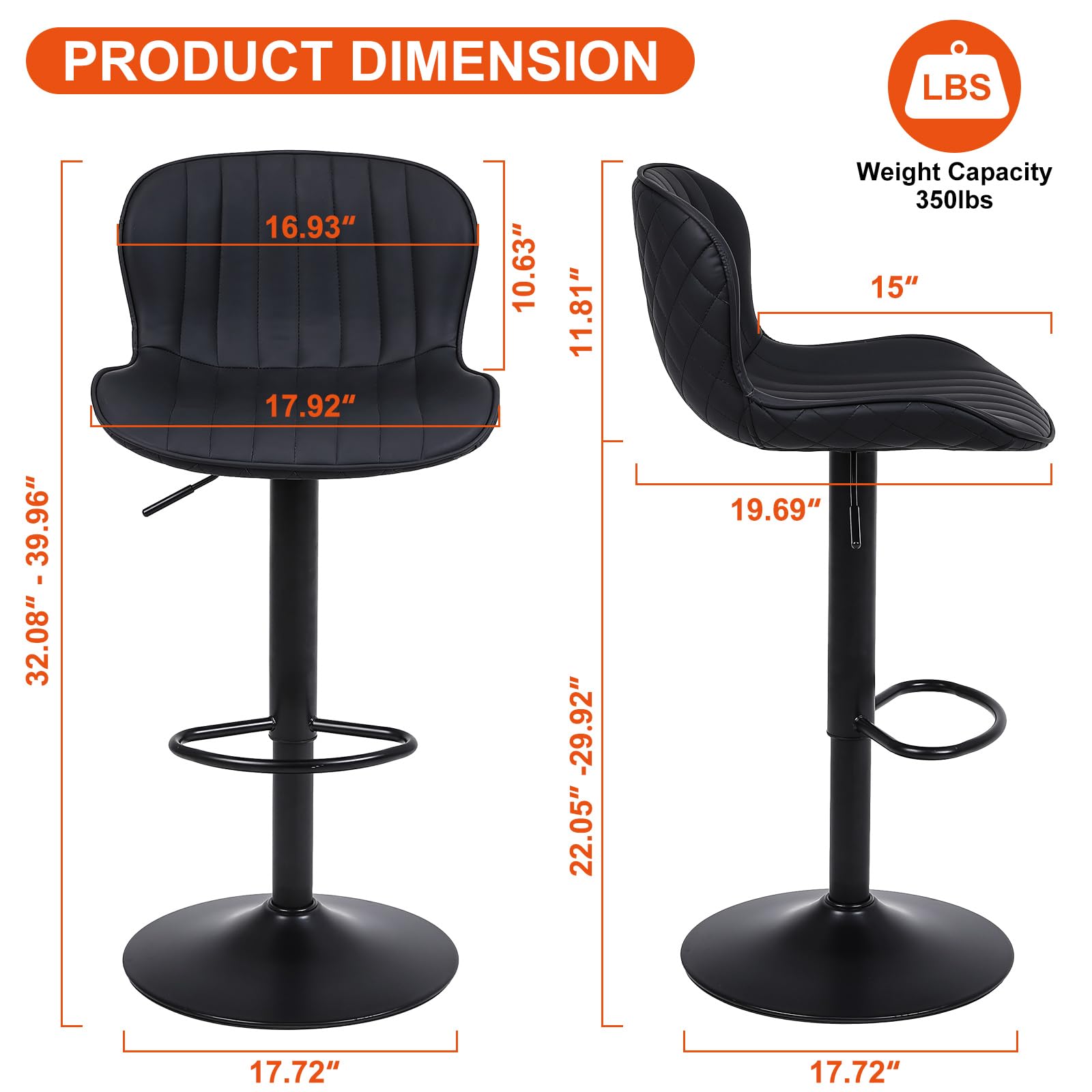 Ralex-Stuhl, Küchenhocker, 3er-Set, höhenverstellbare Barhocker mit Rückenlehne und Fußstütze, hohe Hocker für die Küche, schwarz