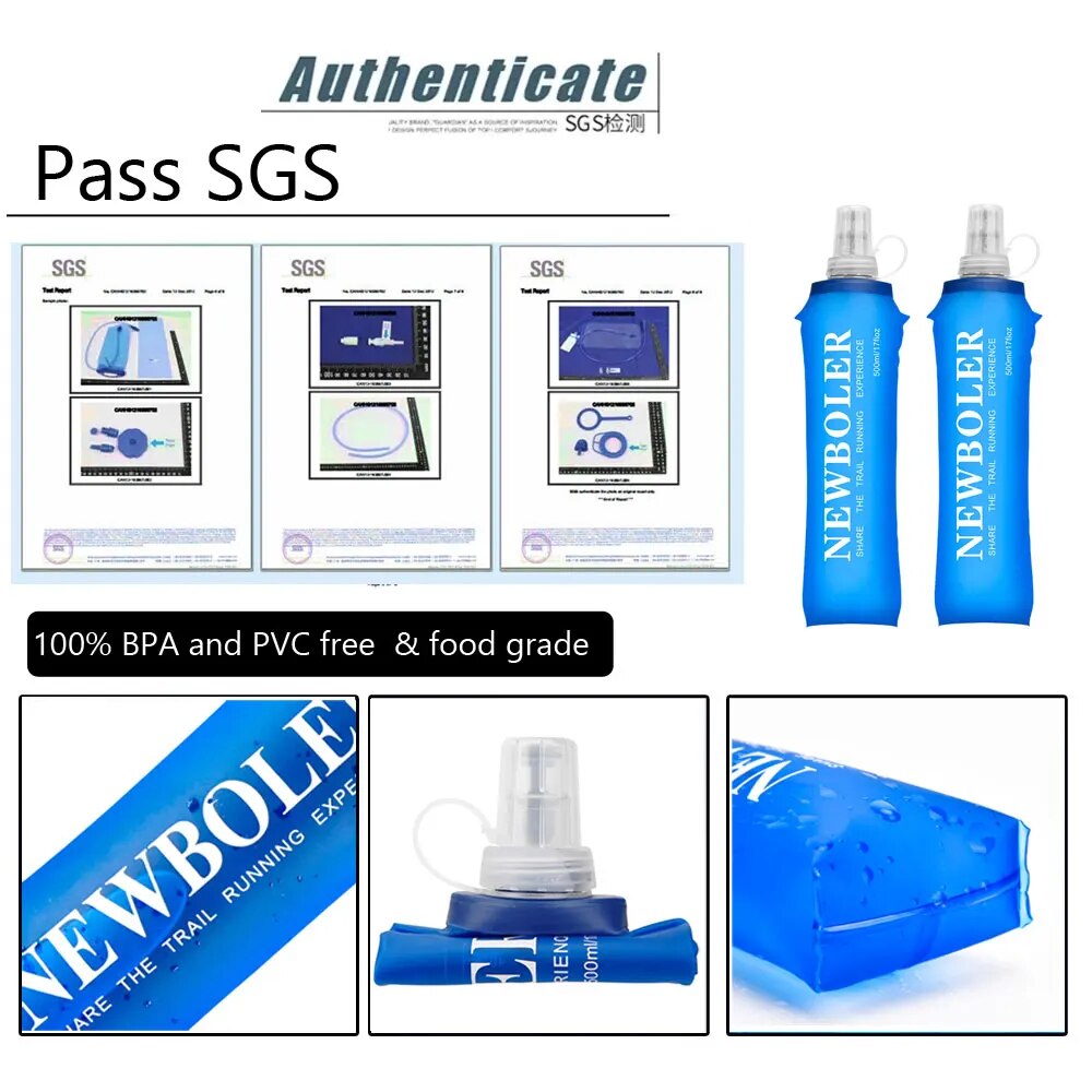 NEWBOLER 250ml 500ml Waterfles TPU Opvouwbare Zachte Kolf Sport Waterfles Waterzak Opvouwbare Waterfles Running Camping