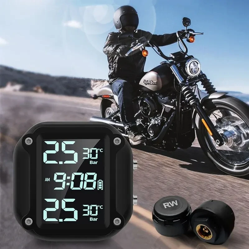 Detector de pressão dos pneus da motocicleta sem fio monitor pressão dos pneus da motocicleta m5 combinação display digital externo motocicleta w