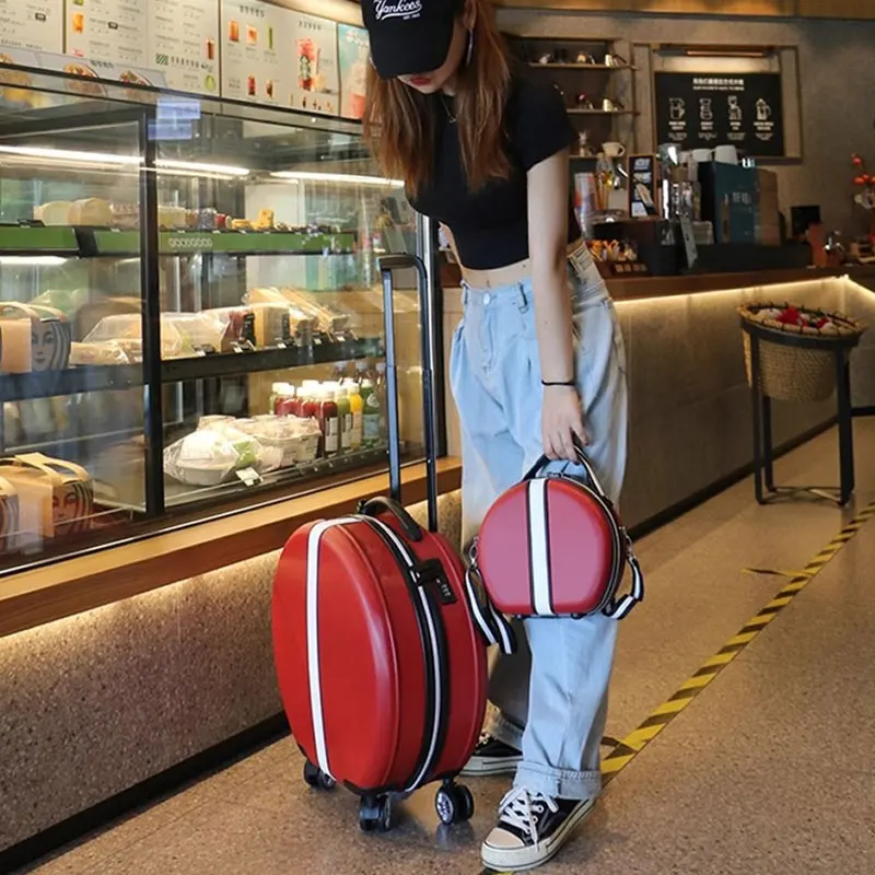 2024 Mode Koffer Umhängetasche Dame rundes Set 18 Zoll Boarding Lockbox Gepäck leise Universal Rad Licht Reisekoffer