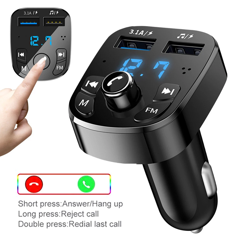 Auto mp3-speler Dubbele USB-snellader FM-zender Bluetooth-compatibel 5.0 Handsfree carkit USB Flash Drive Plug Car Kit