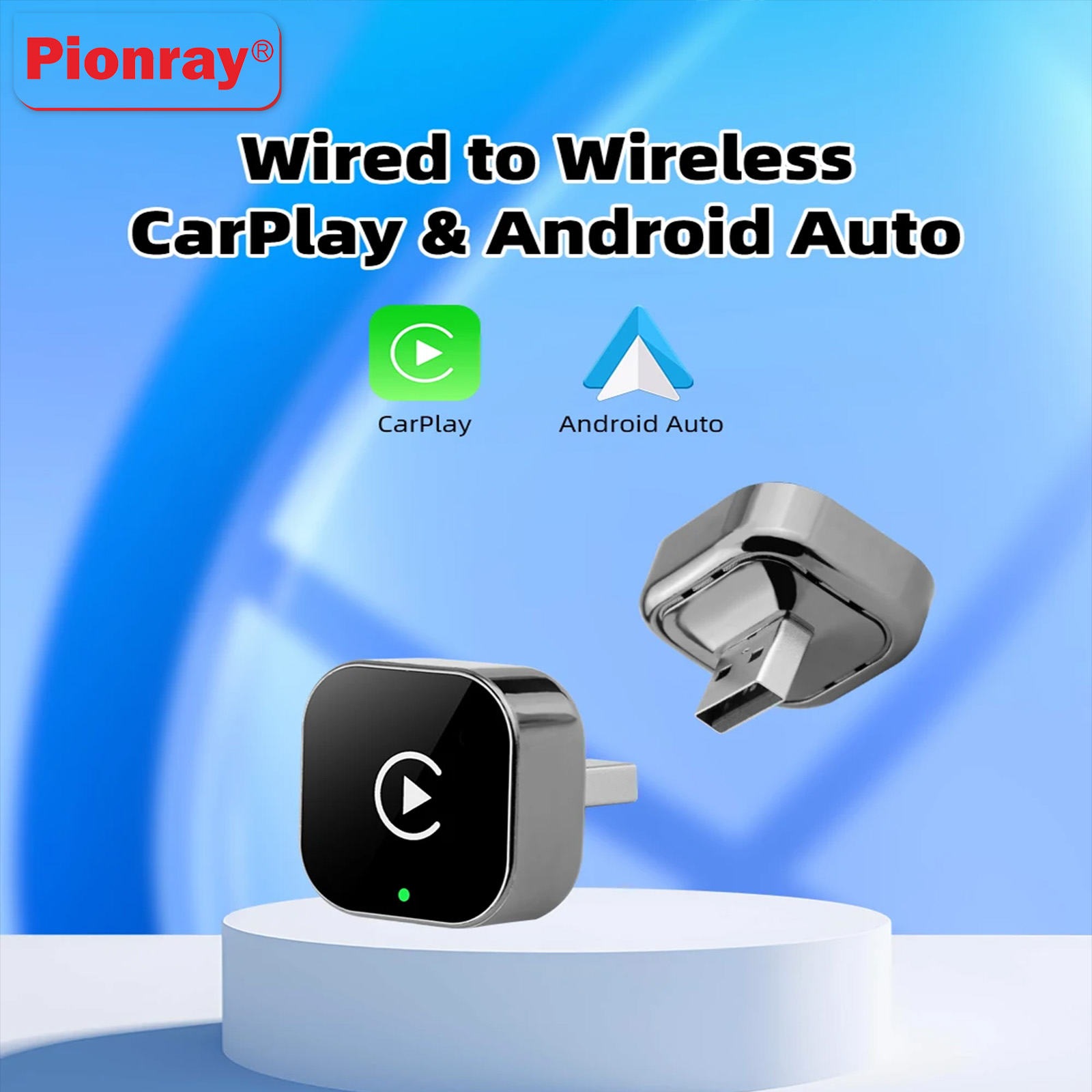 Pionray 2in1 Wireless CarPlay Dongle Беспроводной Android Auto адаптер AI Smart Box Автомобильные интеллектуальные системы для автомобиля с проводной ТВ-приставкой