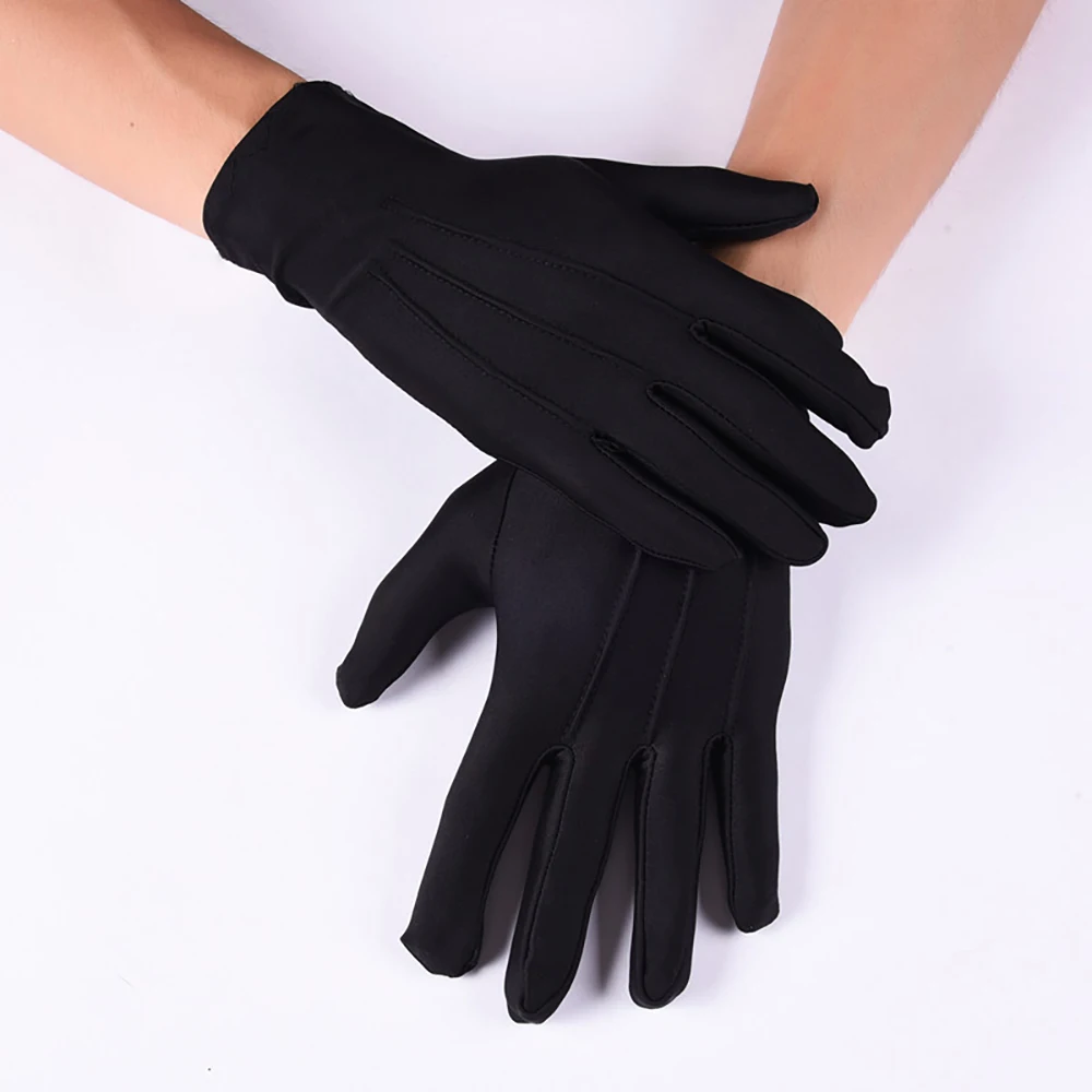 1 paire de gants formels blancs pour femmes, protection du père noël pour hommes, gants de conduite courts antidérapants pour l'inspection des doigts complets