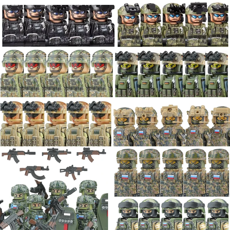 Военные армейские фигурки, строительные блоки, SWAT Ghost Commando, солдат спецназа, оружие, пистолет, шляпа, щит, пояс, AK, мини-кирпичи, игрушка