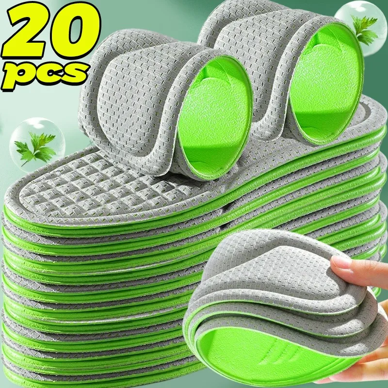2/20pcs Unisex Memory Foam Orthopedic Insoles Deodorizing Insole Shoes Sports Absorbs Sweat Soft Antibacterial Shoe Accessories