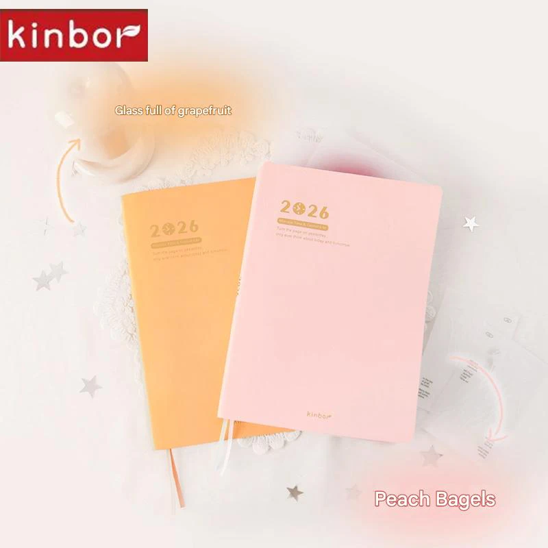 NEW 2026 Kinbor A5 Timeline Planner Notepad,52g Bachuan Paper Pure Color A Week 2Page Efficiency Schedule Book Minimalist Design