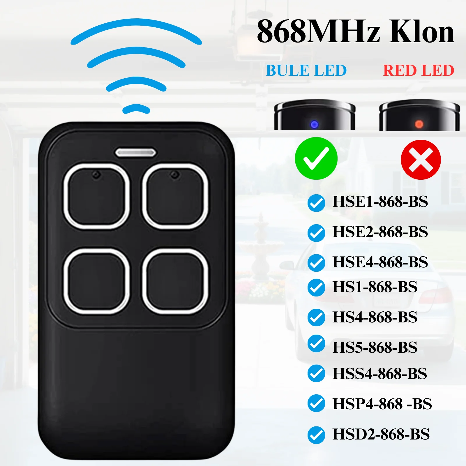 Clon de control remoto de 868MHz HSE4-868-BS Compatible con el transmisor portátil BS Bisecur HSE1 HSE2 HS1 HS4 868 BS