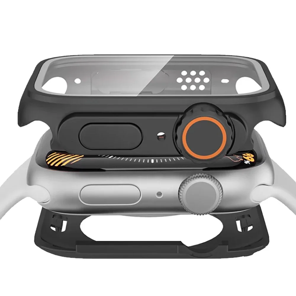 強化ガラス + カバー Apple Watch ケース 46 ミリメートル 42 ミリメートル 45 ミリメートル 44 ミリメートル 41 ミリメートル 40 ミリメートルスクリーンバンパープロテクター iwatch シリーズ 10 9 8 7 6 SE 5