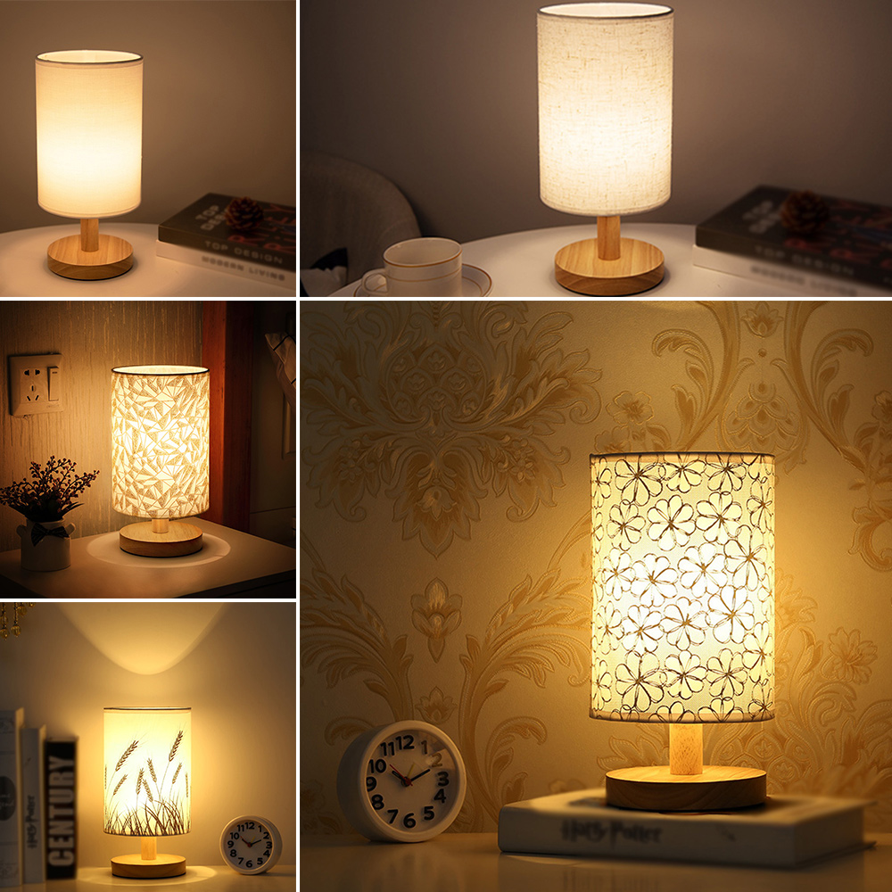 Massivholz Nacht lampe neue Leinen Tisch lampe LED Schreibtisch lampe Augenschutz Nachttisch lampe USB angetrieben neben Lampe Schlafzimmer Dekor