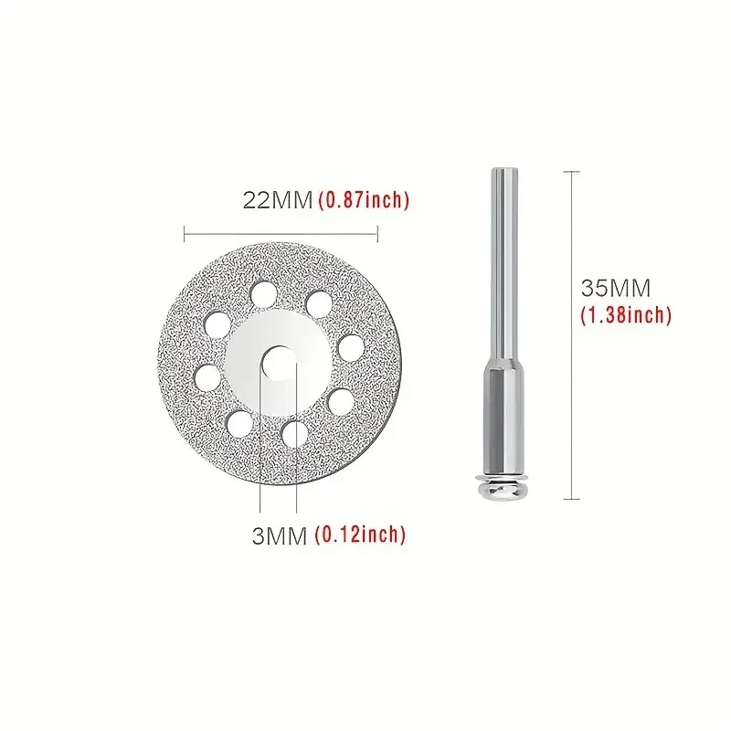 10Pcs Mini Sharp With Hole Diamond Cut Off Rotary Tool Cutting Disc Disks DIY Tools Accessories For Dremel 2Pcs Rod