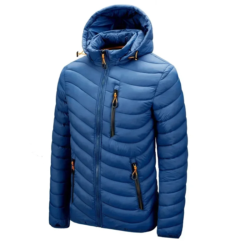 Jaqueta quente masculina blusão 2024 nova primavera outono com capuz parkas moda masculina casual leve algodão acolchoado casaco masculino