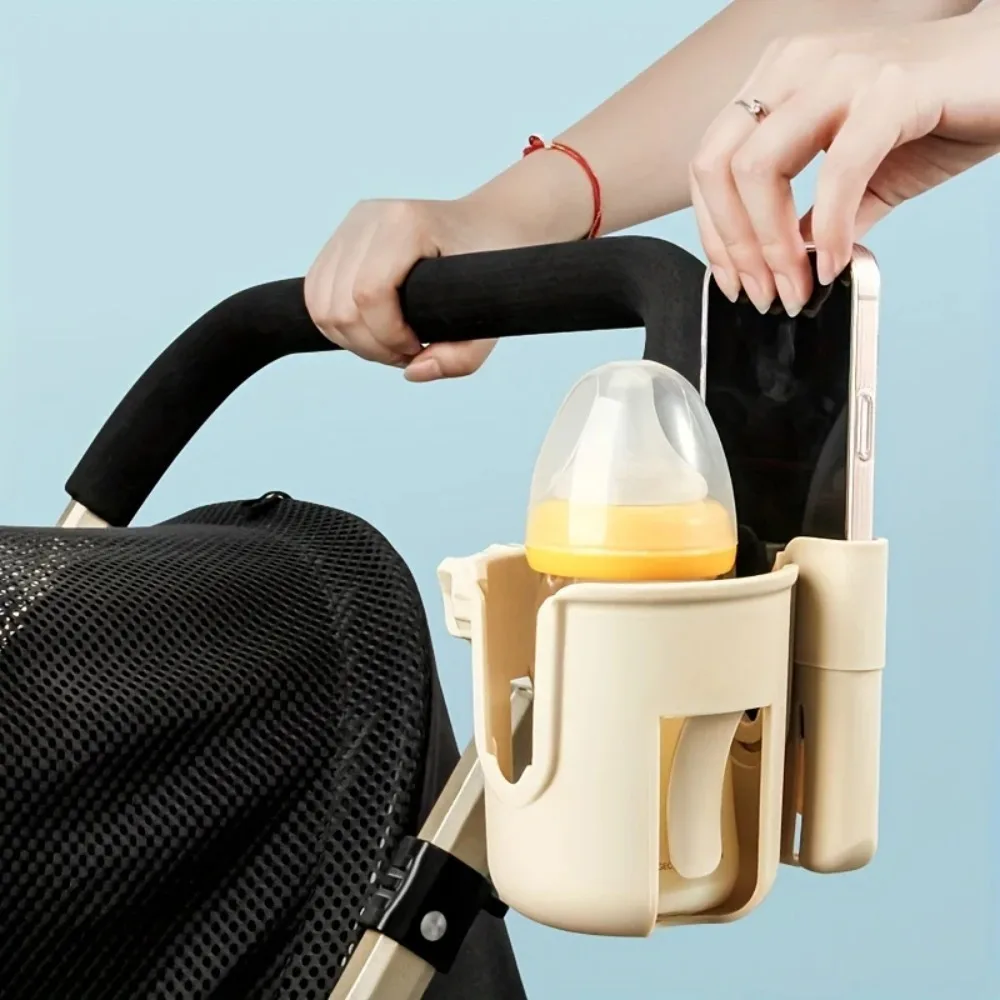 Portabicchieri universale per passeggino 2 in 1 con supporto per telefono, portabottiglie universale per accessori per passeggino su sedia a rotelle