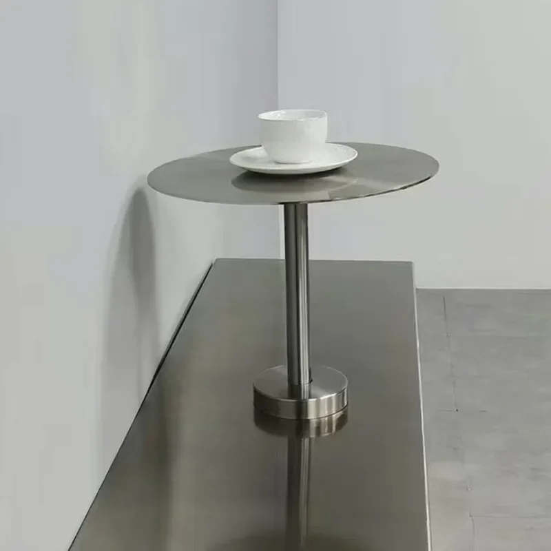 Wall Hanging Stainless Steel Small Round Table Modern Milk Tea Shop Cafe Table Simple Against The Wall Space Saving Table