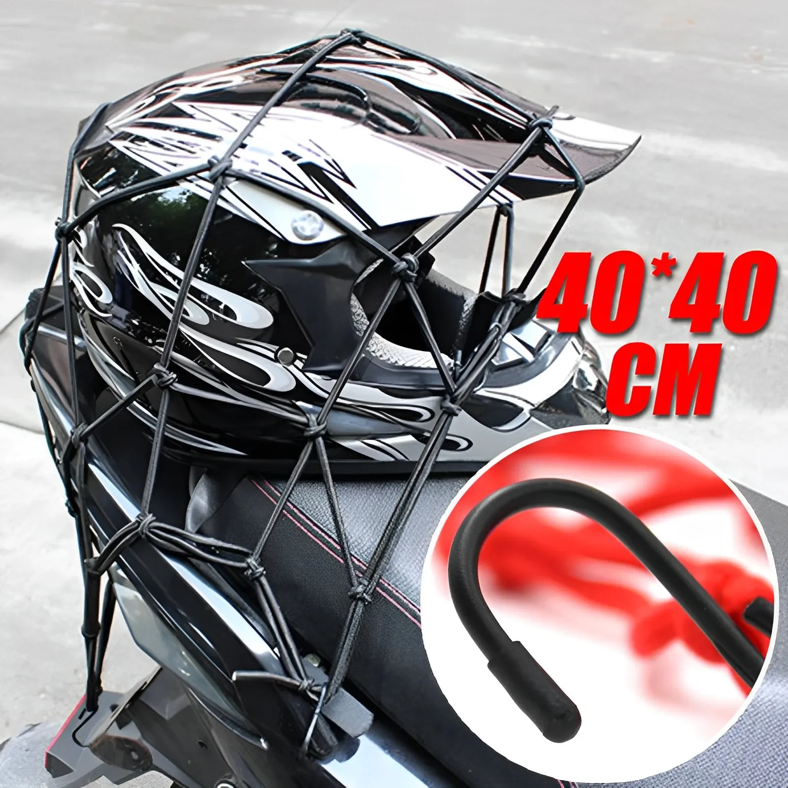 1x rete per bagagli per moto, rete per casco, serbatoio carburante, rete per bagagli, con ganci, per riporre oggetti per compattazione moto, accessori per moto