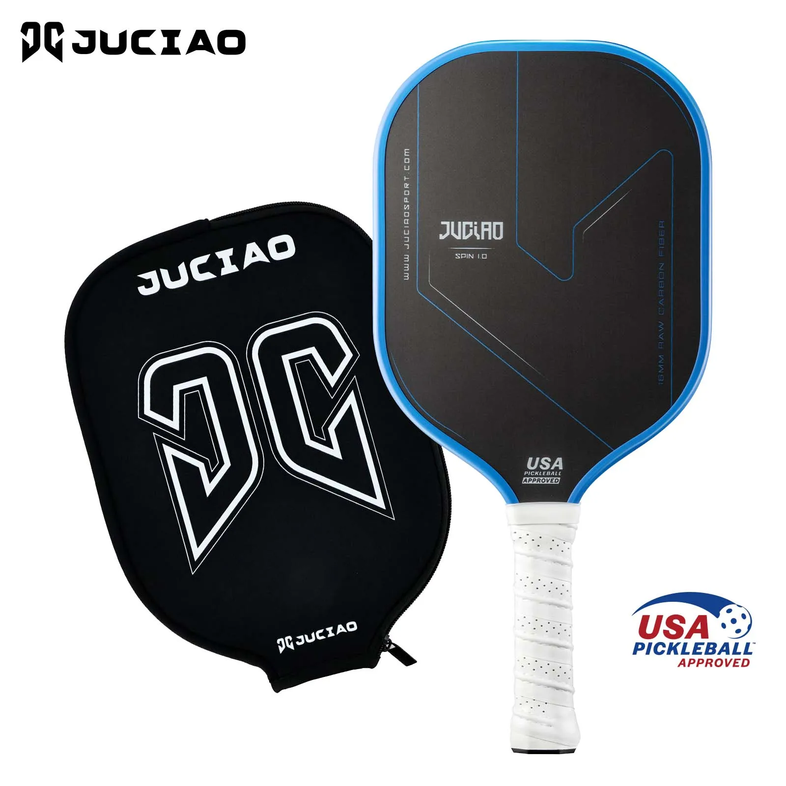 JUCIAO USAPA-zugelassener thermogefütterter Unibody T700 Pickleball-Paddel aus roher Kohlefaser mit strukturierter Spin-Oberfläche und Schaumstoffkante