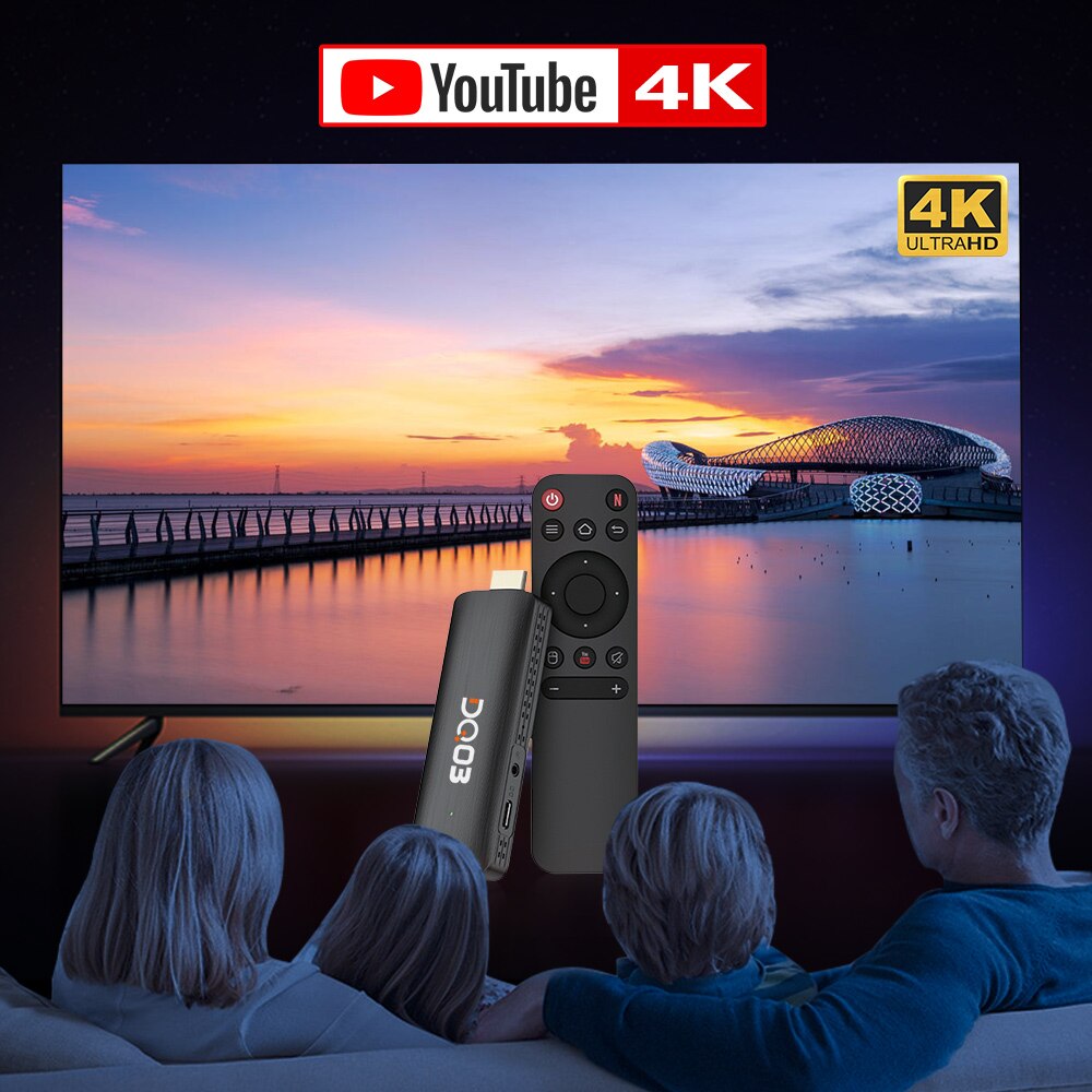 DQ03 Mini TV Vara Android 10 Quad Core ARM Cortex A53 2GB 16GB Suporte 4K H.265 2.4G 5.8G Wifi Streaming Smart TV Box 1GB 8GB
