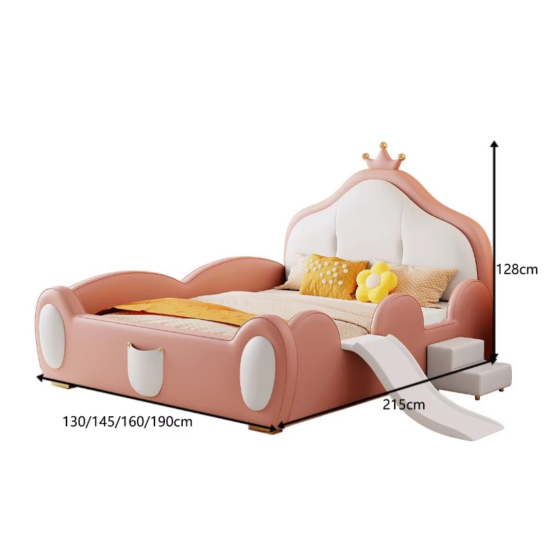 Children's Guardrail Princess Bed Soft Package Guardrail Bed Modern Simple 1.35 M Single with Slide Baby Beds Camas Para Niños
