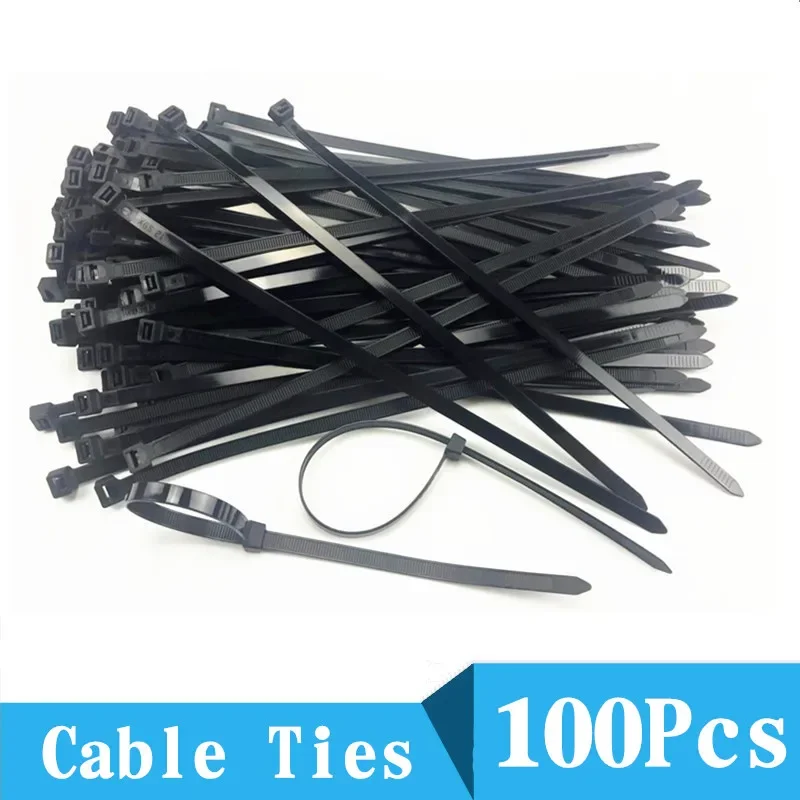 Tự Khóa Nhựa Nylon Thắt 100 PCS Đen 5X300cable Thắt Cách Đi Vòng 3X200 Vỏ Dây Cáp Khóa Kéo Đeo Dây Nylon vỏ Dây Cáp Bộ