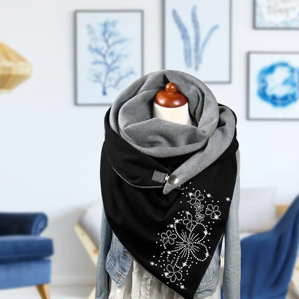 Bufanda de algodón de Estilo Vintage para mujer, pañuelo triangular, suave, para invierno