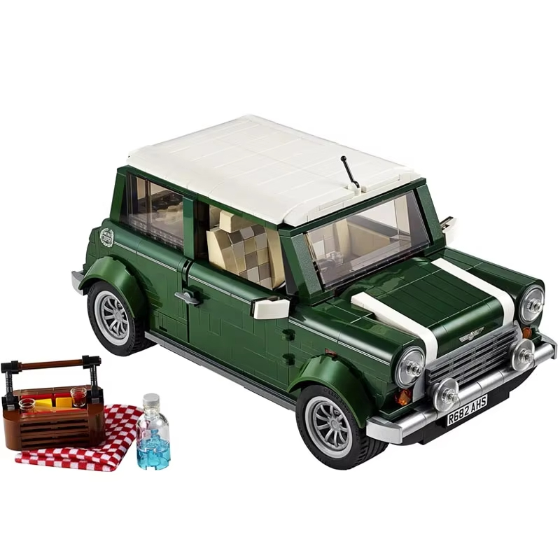 Mini blocs de construction de voiture verte Cooper pour garçons et filles, brique de voiture, cadeau d'anniversaire et de vacances, jouet de Noël, nouveau modèle