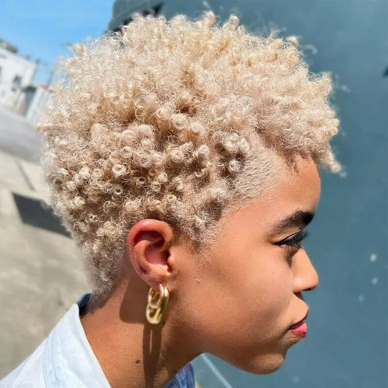 Fibra de calor rubia rizada rizada rizada rizada corta del pelo del corte de la duendecillo