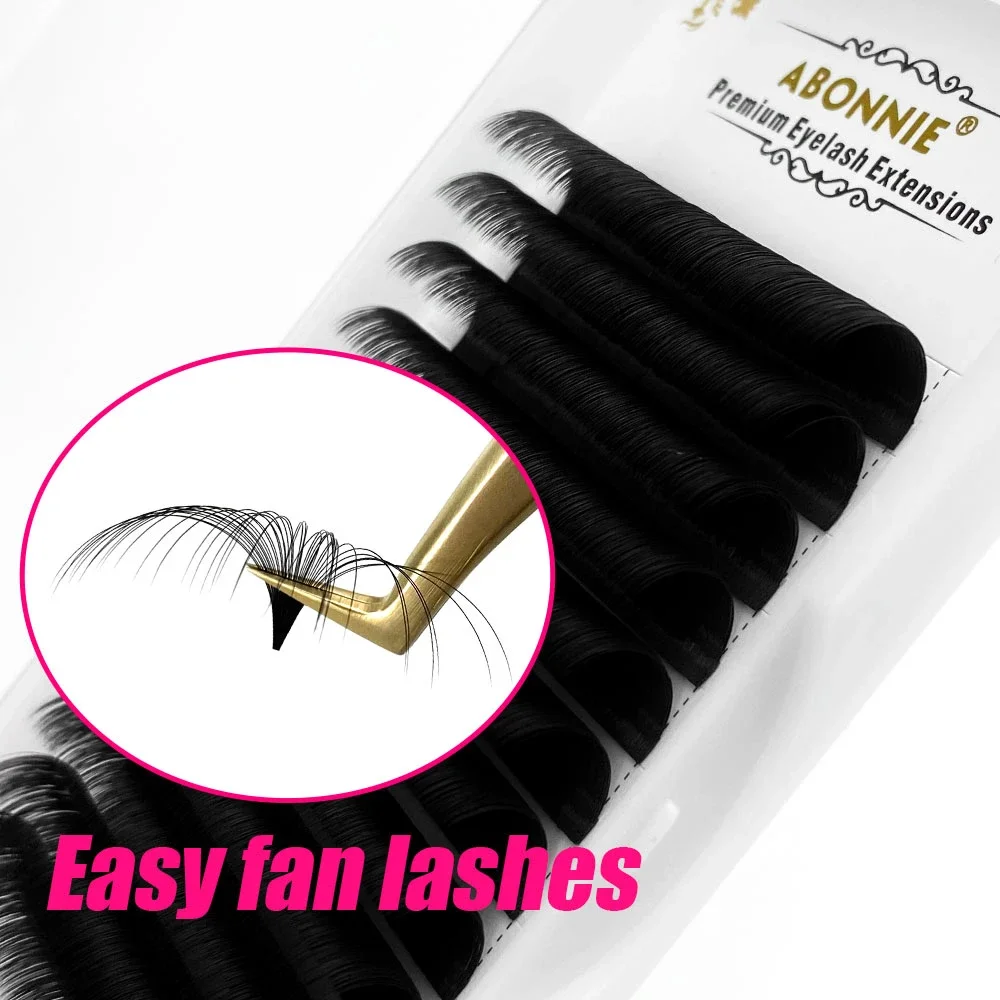 Abonnie-pestañas fáciles de 0,03-0,10mm, ventiladores de Mega volumen, 8-25mm, floración automática, maquillaje de pestañas de floración rápida